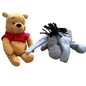 A.A. Milne Winnie The Pooh & Eeyore Plush Lot-7.5 in-Used